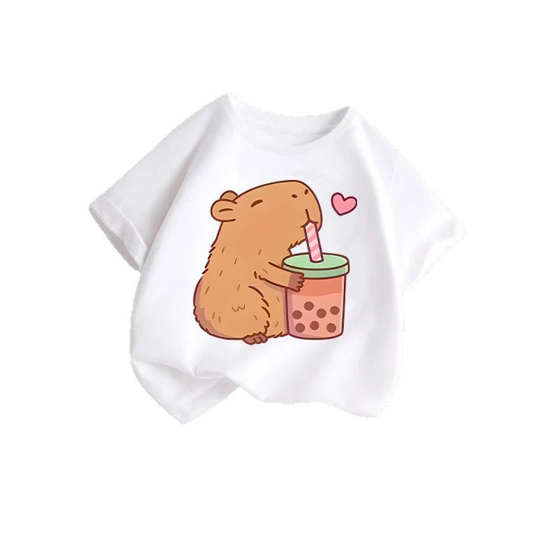 2025新型夏男女児童半袖アニメプリントtシャツ女子カジュアル上着国境を越えた子供服対外貿易ブーム