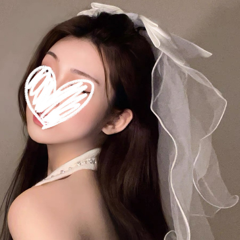 Bride's Certificate Veil Proposal Wedding Photo Props Simple Super Fairy Bow Vorp Vorp Vorp Vorp White Wedding Dress Headwear