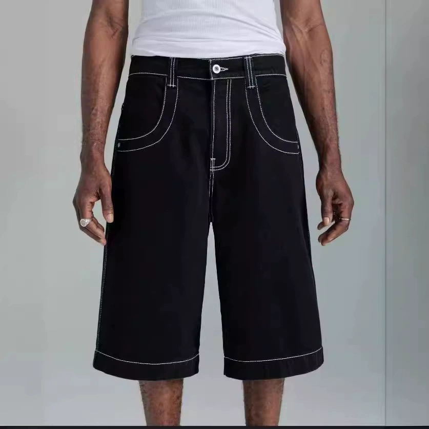 Европейские и американские JNCO узор улитки вышивка Y2K повседневные брюки hiphop хип-хоп свободный скейтборд пять джинсовые шорты