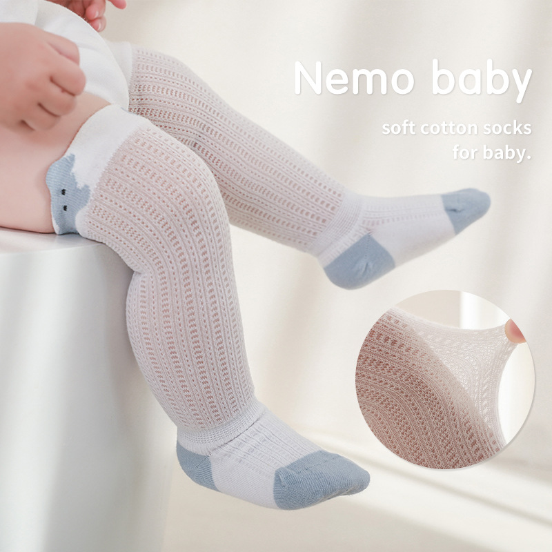 2024 verano nuevo bebé recién nacido calcetines ultrafinos boca suelta pierna deshuesada dibujos animados bebé calcetines largos