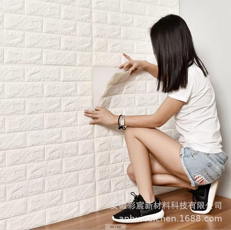 Self-adhesive wallpaper wall stickers wholesale 3d three-dimensional anti-collision soft bag dormitory decoration living room wallpaper rental house renovation stickers