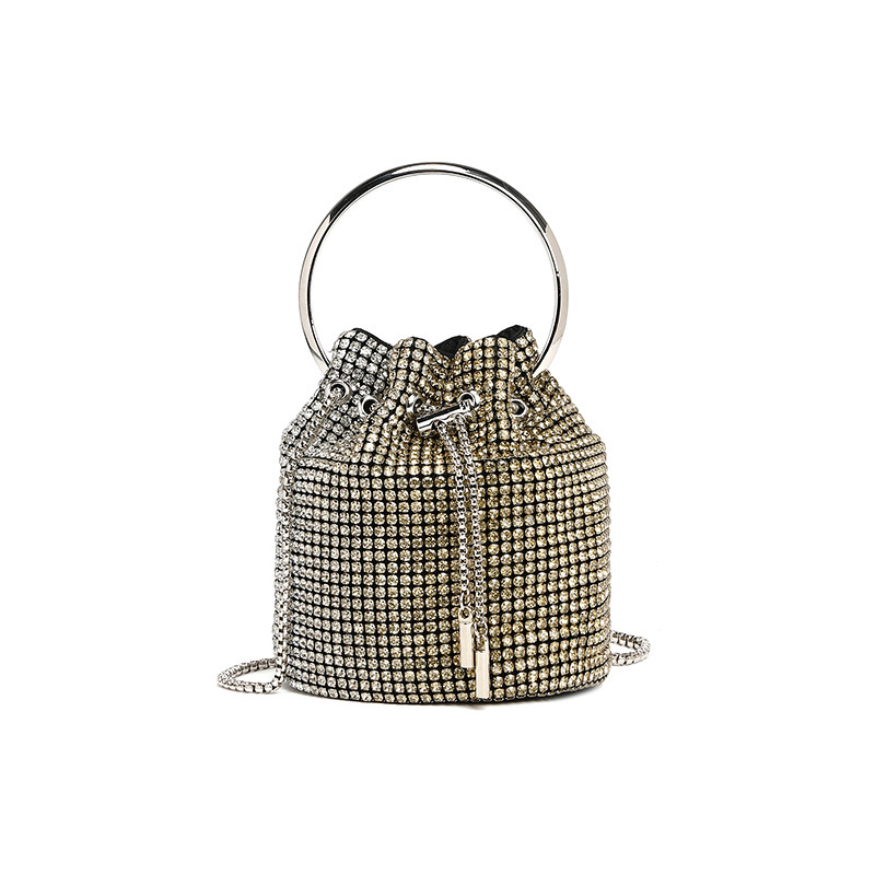 Women's Rhinestone Shoulder Bag Versatile Mini Bucket Handbag_voghion.com
