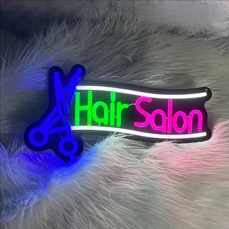 ヘアサロンネオンサイン理髪店ネイルサロン発光文字看板装飾ライトヘアサロンショーケース外壁看板|undefined