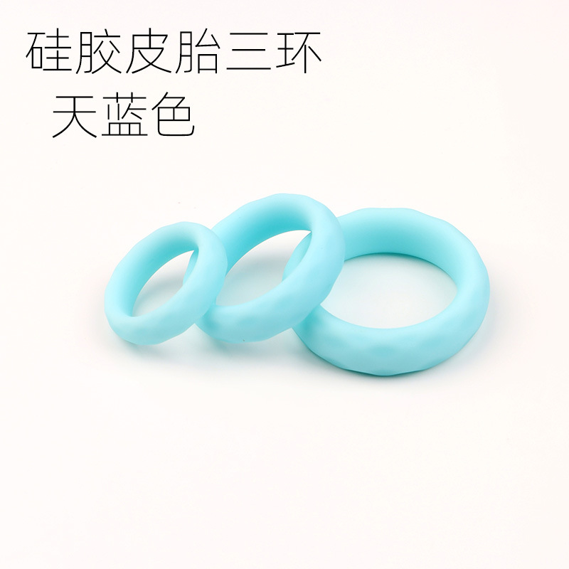 Men’s Silicone Triple-Ring Set, Non-Vibrating Cock Ring, Stretchy Slip-on Design — detail image 11