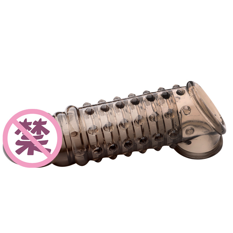 Big Black Wolf Teeth Wearable Hollow Double-Ended Dildo Sleeve, Locking TPE Extender — detail image 6