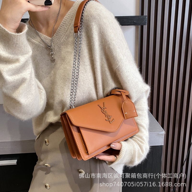 YS单肩斜挎包原标跨境喷漆LOGO小方包外贸爆款链条包时尚热销女包