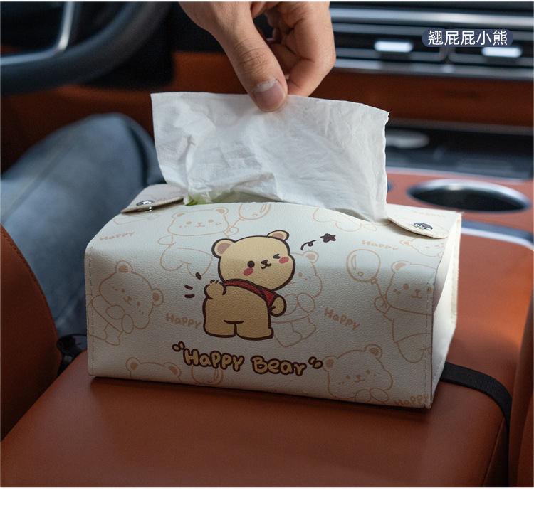 Small Pooh bear car tissue box hanging chair back car armrest box High Sense car storage Parcha tissue box