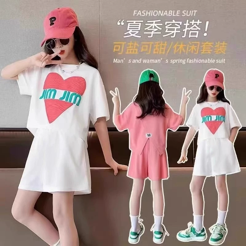 Детский набор для отдыха, oversize, для подростков, интернет-знаменитость, корейский стиль, с коротким рукавом