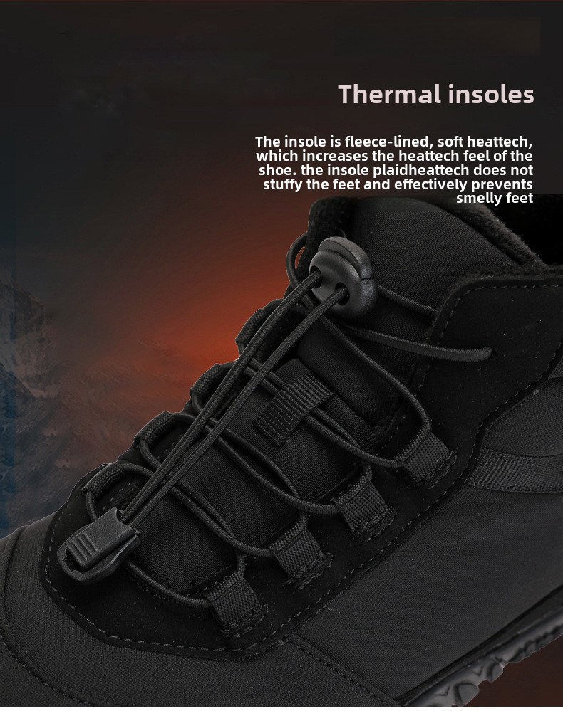 Factory direct cross-border winter fleece-lined waterproof five-finger snow boots warm and comfortable couples high-top casual cotton shoes_voghion.com