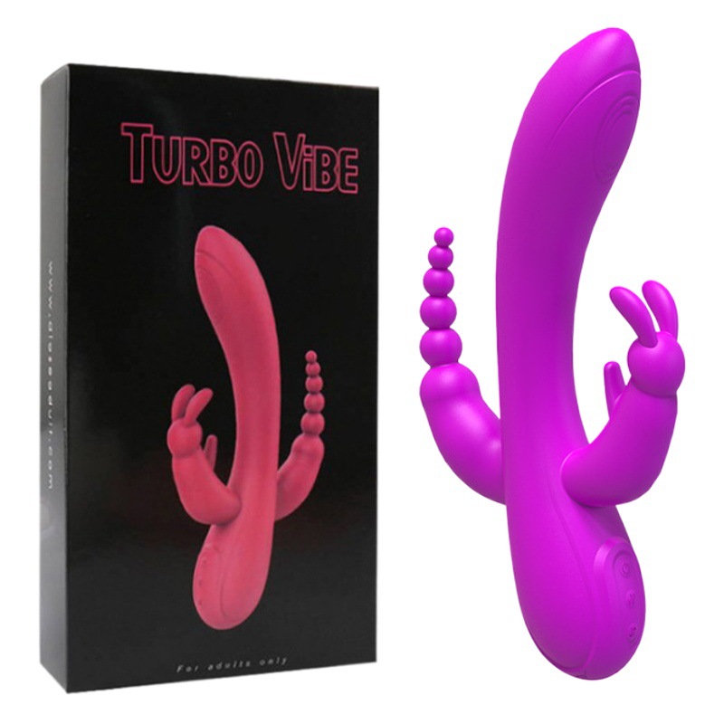 Vibrador femenino de tres cabezas, multifrecuencia, con doble cabezal, estimulador de perlas, tapón anal, masajeador, dispositivo de masturbación, productos para adultos