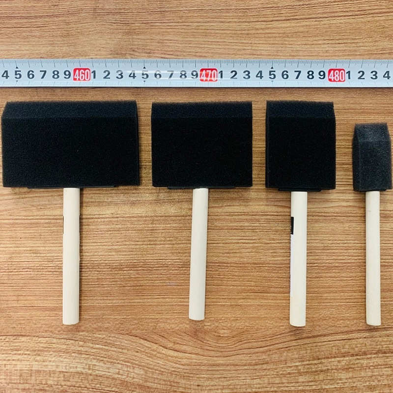 Suministro transfronterizo mango de madera cepillo de esponja negro niños bricolaje graffiti espátula pintura arte cepillo de esponja al por mayor