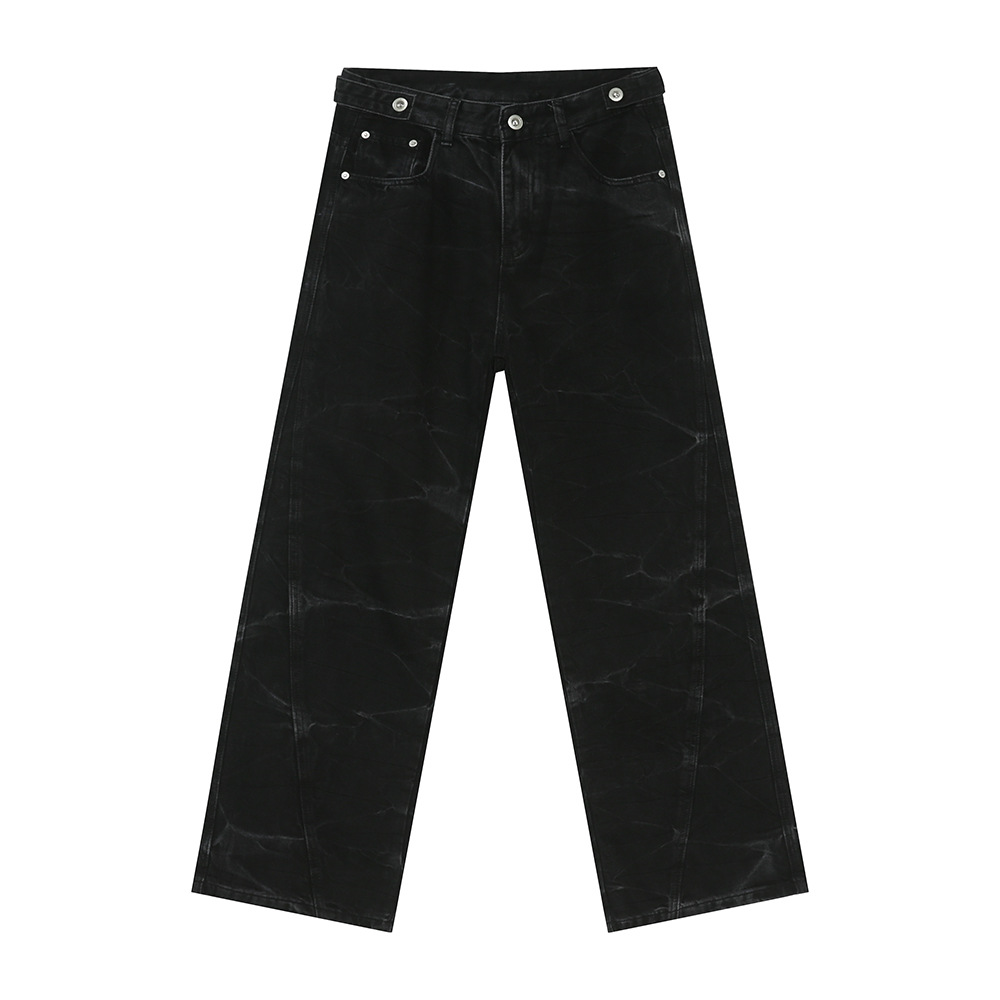 MTLCLOTHES Hombres| Nuevos productos de otoño, pantalones jeans teñidos individuales, pantalones rectos largos y sueltos para hombres y mujeres