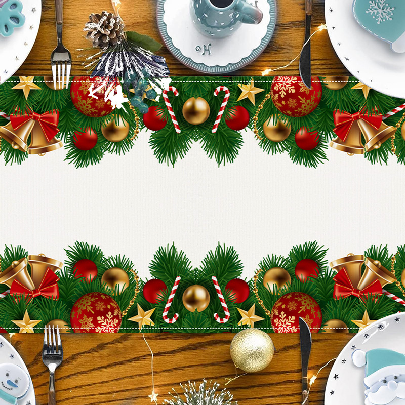 新しいクリスマスの鈴のテーブルの旗クリスマスの祝日の戸棚の装飾台の布はお茶の旗の越境する家のプリントのテーブルクロスを敷きます。|undefined