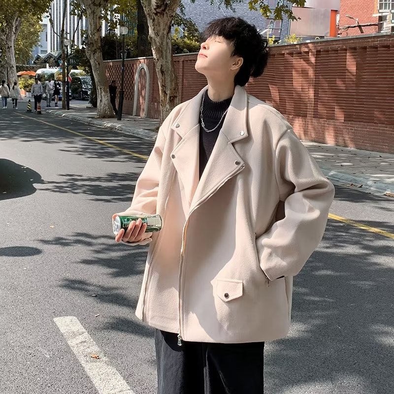 Chaqueta de traje grueso de moda para hombres, traje de marca de moda, abrigo de lana corto, otoño e invierno, ropa de hombre de calle frita de alta gama