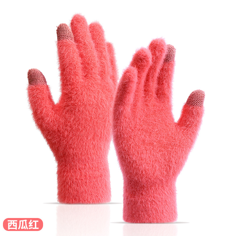 Nuevos guantes de visón de imitación simple de los hombres y las mujeres al por mayor Otoño e Invierno guantes de pantalla táctil caliente a prueba de frío