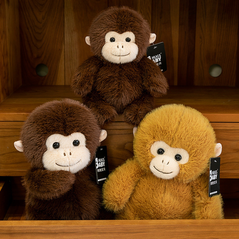 Peluche de Mono Dorado, Almohada de Mono para Dormir para Niños, Mono Pequeño de Zoológico, Accesorios de Actividades, Muñeco al por Mayor
