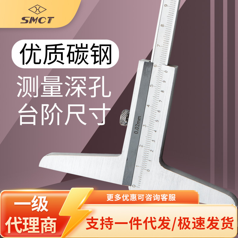 SMCT上量深度测量S102-116-101游标深度卡尺代理 深度尺0-200mm