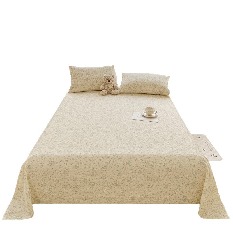 Una clase de sábanas de hilo de doble capa para madres y bebés, ropa de cama de una sola pieza, sábanas de algodón lavadas, sábanas de dormitorio de estudiantes, juego de tres piezas