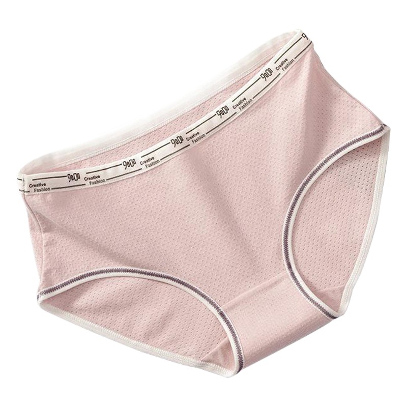 Simple malla transpirable ropa interior de algodón de mujer media cintura ropa interior ultra-fino transpirable cómodo cadera elevación de color sólido calzoncillos de las mujeres