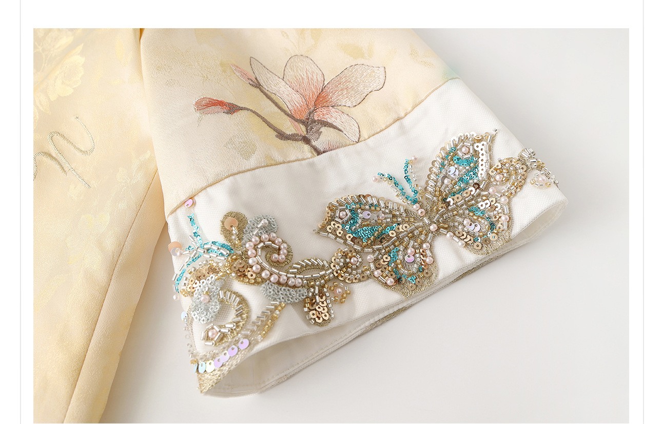 Bộ áo váy satin thêu jacquard cổ tròn phong cách Trung Hoa N6026 — áo, váy chi tiết 22