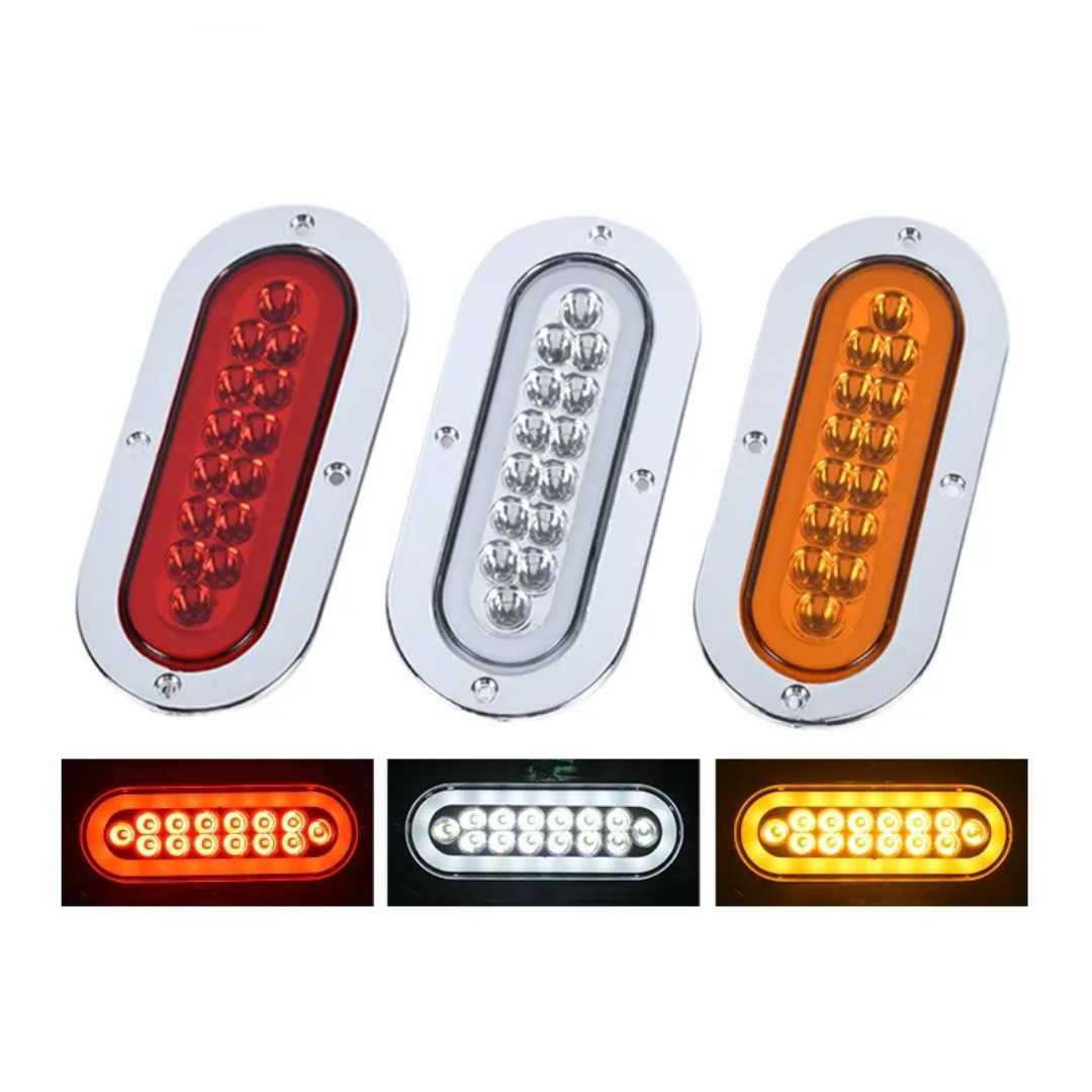 Factory Direct Sales: 14Led Oval Truck Tail Light Brake Light Double Row Trailer Tail Light Waterproof Signal Light 24V
