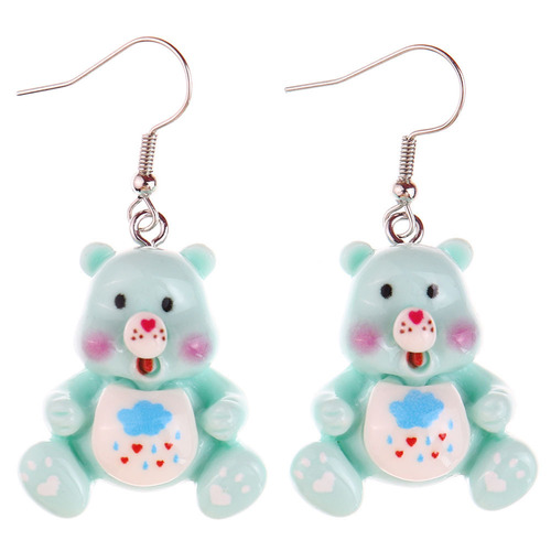 Japanese and Korean fun cute transparent luminous cartoon bear earrings creative childlike girl heart ear hook earrings