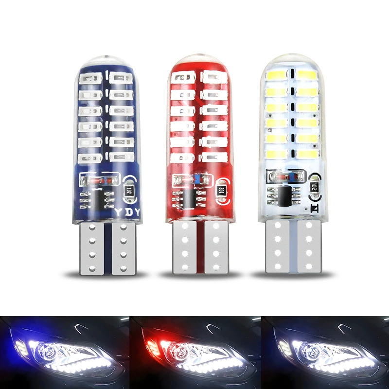 Трансграничный завод T10 широкий свет вспышка силиконовый свет W5W 3014 24smd светодиодный номерной знак света дверной свет