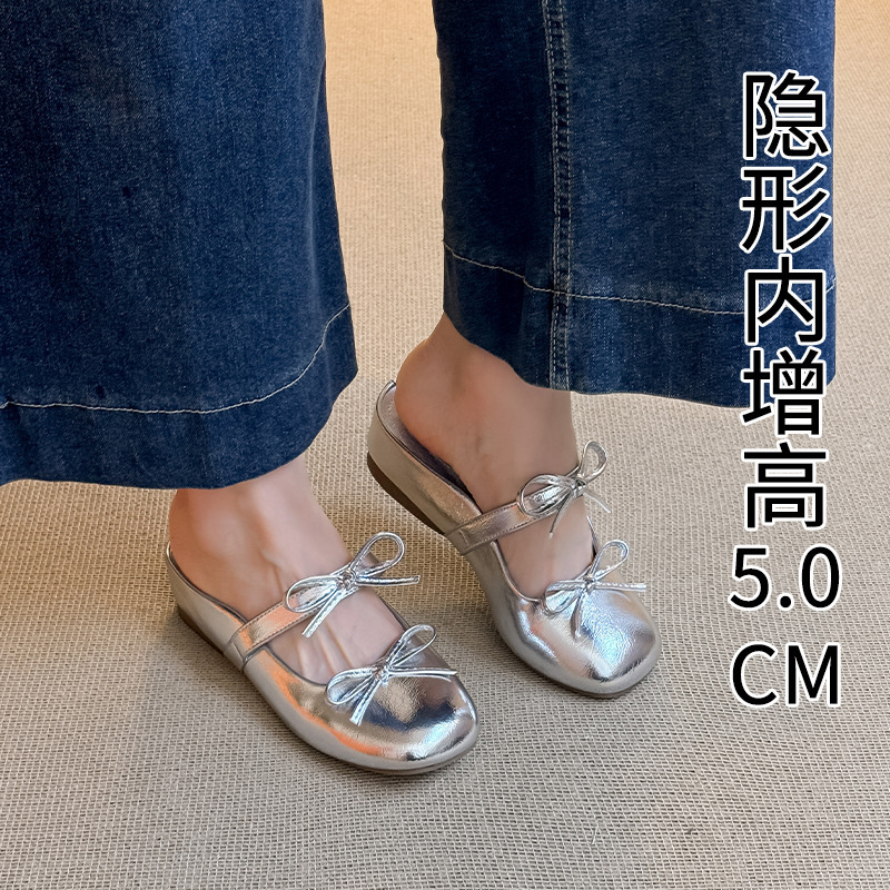 A63-10~2026春季新款韩版包头内蝴蝶结半拖女外穿玛丽珍