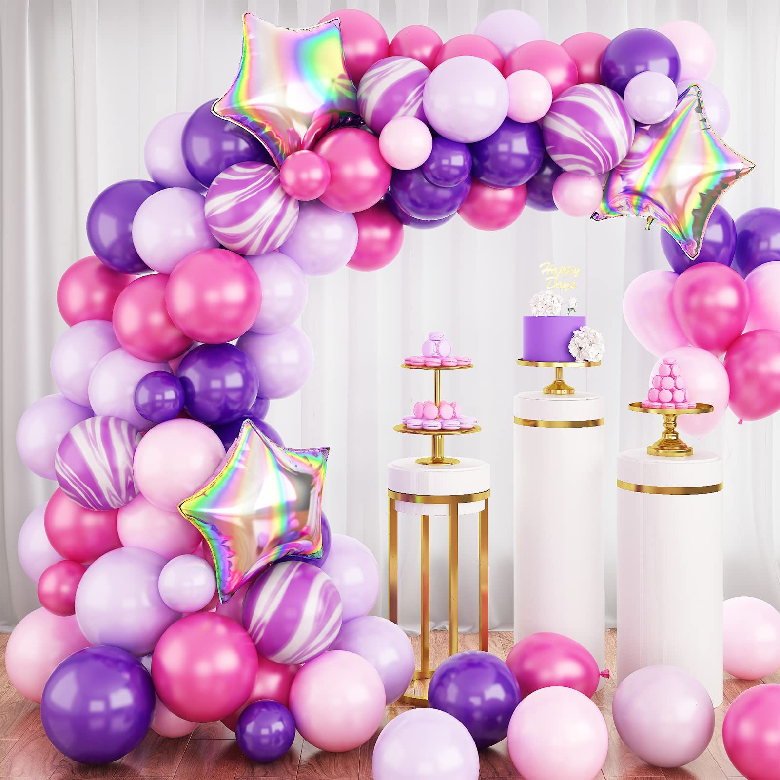 Colorful, Star Pattern Birthday Colorful Star Emulsion Party Balloons 81 Pieces