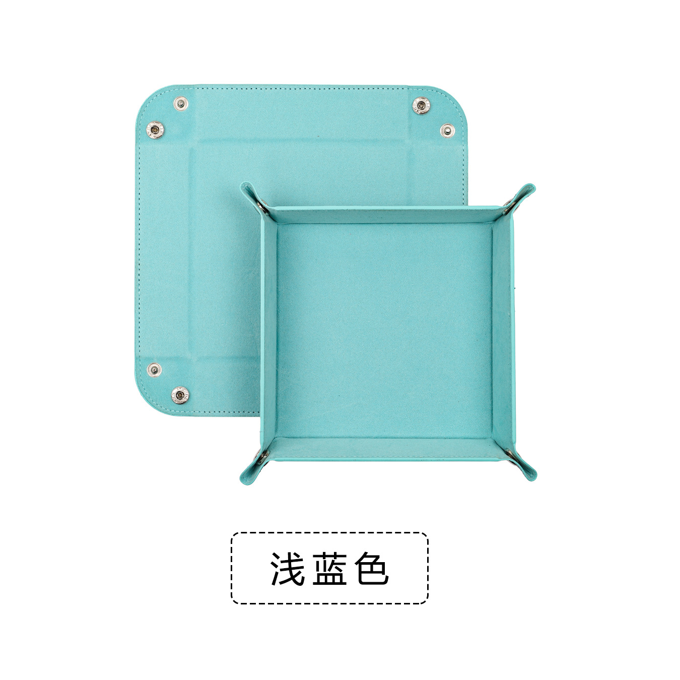 Amazon Venta caliente pu cuero plegable cuatro-esquina bandeja rectangular caja de almacenamiento caja escritorio juego dados bandeja de almacenamiento