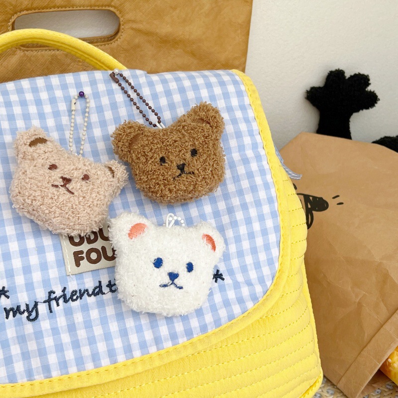 Cute Cartoon Plush Bear Bear Doll Pendant Little Bear Head Doll Girl Bag Decorative Car Keychain Pendant Cute Cartoon Plush Bear Bear Doll Pendant Little Bear Head Doll Girl Bag Decorative Car Keychain Pendant