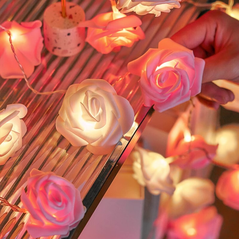 LED light string rose simulation battery light proposal confession Valentine's Day colored lights holiday colored lights wedding decorative lights LED light string rose simulation battery light proposal confession Valentine's Day colored lights holiday colored lights wedding decorative lights