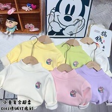 儿童长袖半高领加绒加厚打底衫秋冬款T恤上衣纯色女童源头厂家