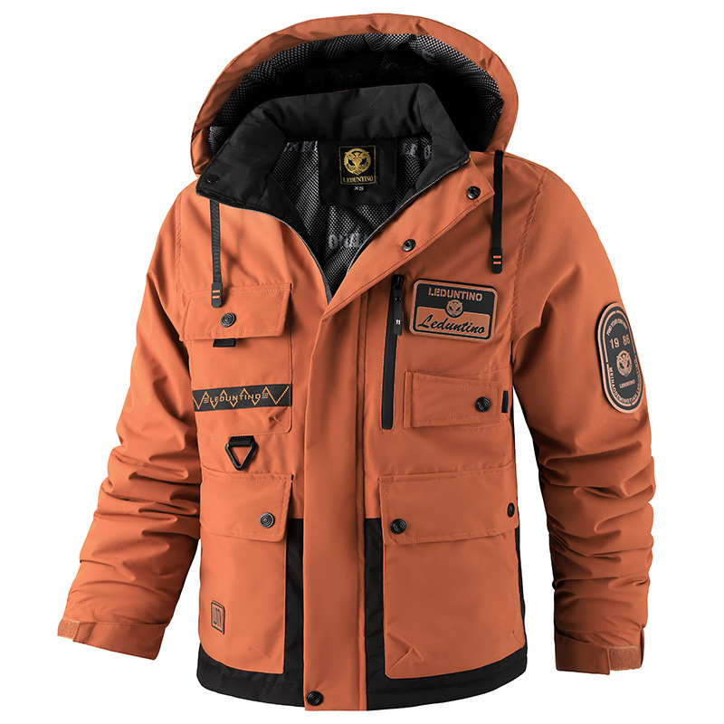 Cross-border foreign trade new men's thickened cotton-padded clothes outdoor warm cotton-padded jacket winter men's plus size hooded coat waterproof
