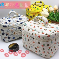 ins flower cosmetic bag large capacity cotton storage bag travel portable toiletry bag makeup brush bag student pencil bag