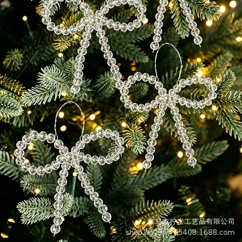 Cross-Border Hot-Selling Crystal Bowknot Christmas Tree Ornaments, Handmade Beaded Decorations, Exclusively for Foreign Trade, Factory Wholesale