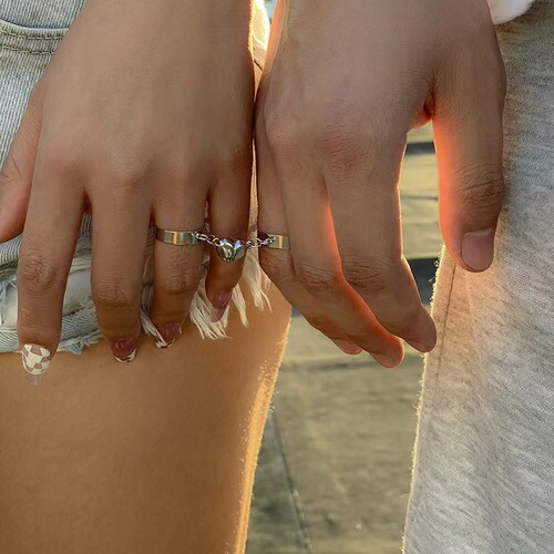 European and American couple love magnetic ring, simple adjustable opening love circle magnet ring couple ring
