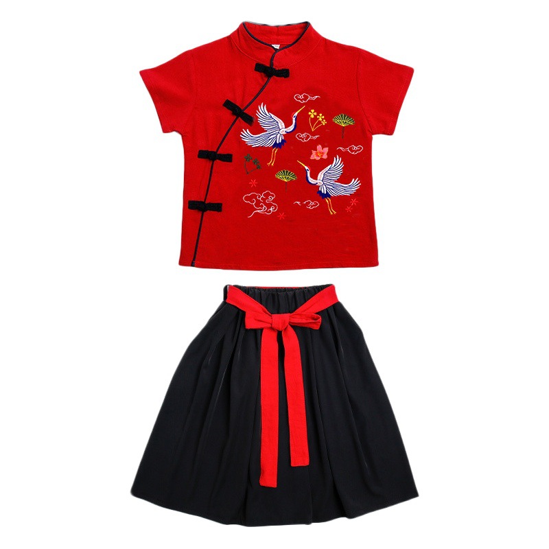 Estilo chino Hanfu para niños 1 de junio de verano traje de rendimiento estilo de la República de China traje Tang ropa china primavera y otoño de las mujeres