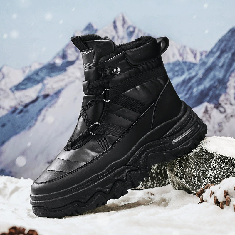 Зимние ботинки (Martens), чёрная кожа, тёплые ботинки‑на‑лодыжку, размеры 39–44