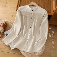 现货 星点衬衫2024春装文艺立领长袖打底衬衣女上衣