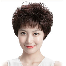 假发女短发全真人发妈妈款全头套中老年女士短卷发自然假发套批发