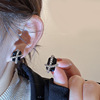 Black zirconium, advanced earrings with pigtail, 2022 collection, high-quality style