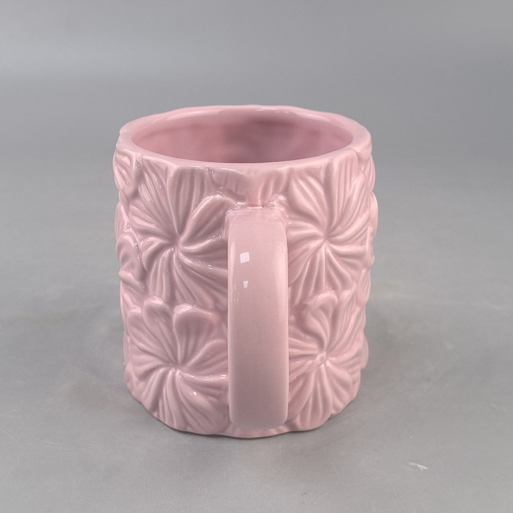 Creativo, de alto valor, exquisito, tierno rosa, flor en relieve, taza de cerámica, niña, primavera, taza de café para el hogar, agua potable