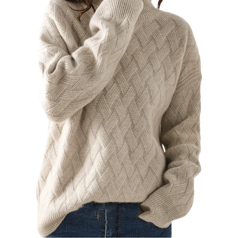 23 Шерстяной свитер Lazy 100 Кашемир утолщенный осенне-зимний базовый Женский пуловер с высоким воротом в стиле рубашки % чистый Свободный вязаный свитер
