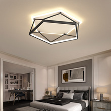 北欧创意卧室灯简约现代led吸顶灯几何镂空线条极简房间书房灯具