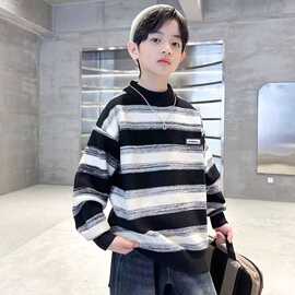 男童毛衣春秋款2025新款中大童男孩打底衫冬季韩版百搭休闲潮流牌
