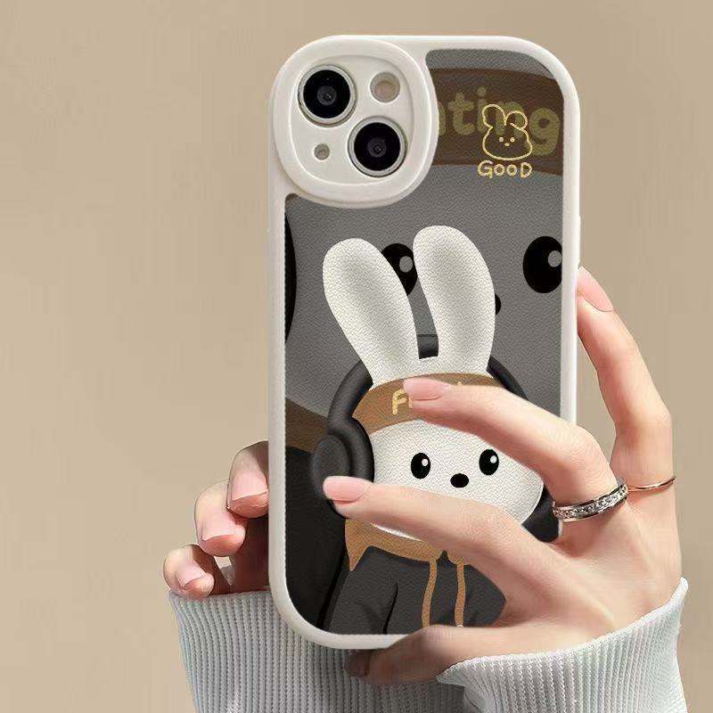 Niña gordita-blanco-auriculares conejo adj