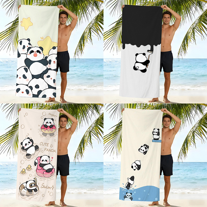 Cartoon Panda Beach Towel, Microfiber Children's Beach Bath Towel, Digital Printed Double-Sided Fleece Beach Towel Custom-Made Cartoon Panda Beach Towel, Microfiber Children's Beach Bath Towel, Digital Printed Double-Sided Fleece Beach Towel Custom-Made