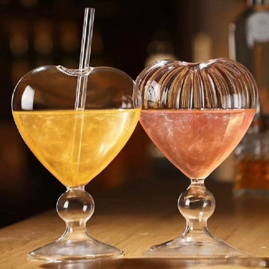 High quality summer straw with glass, cocktail coffee wineglass