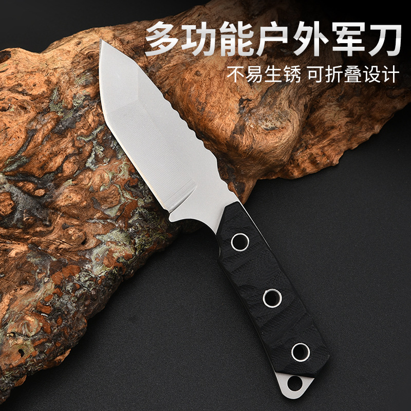 厂家直销户外刀具野外高硬度锋利战术刀荒野求生带指南针非折叠刀